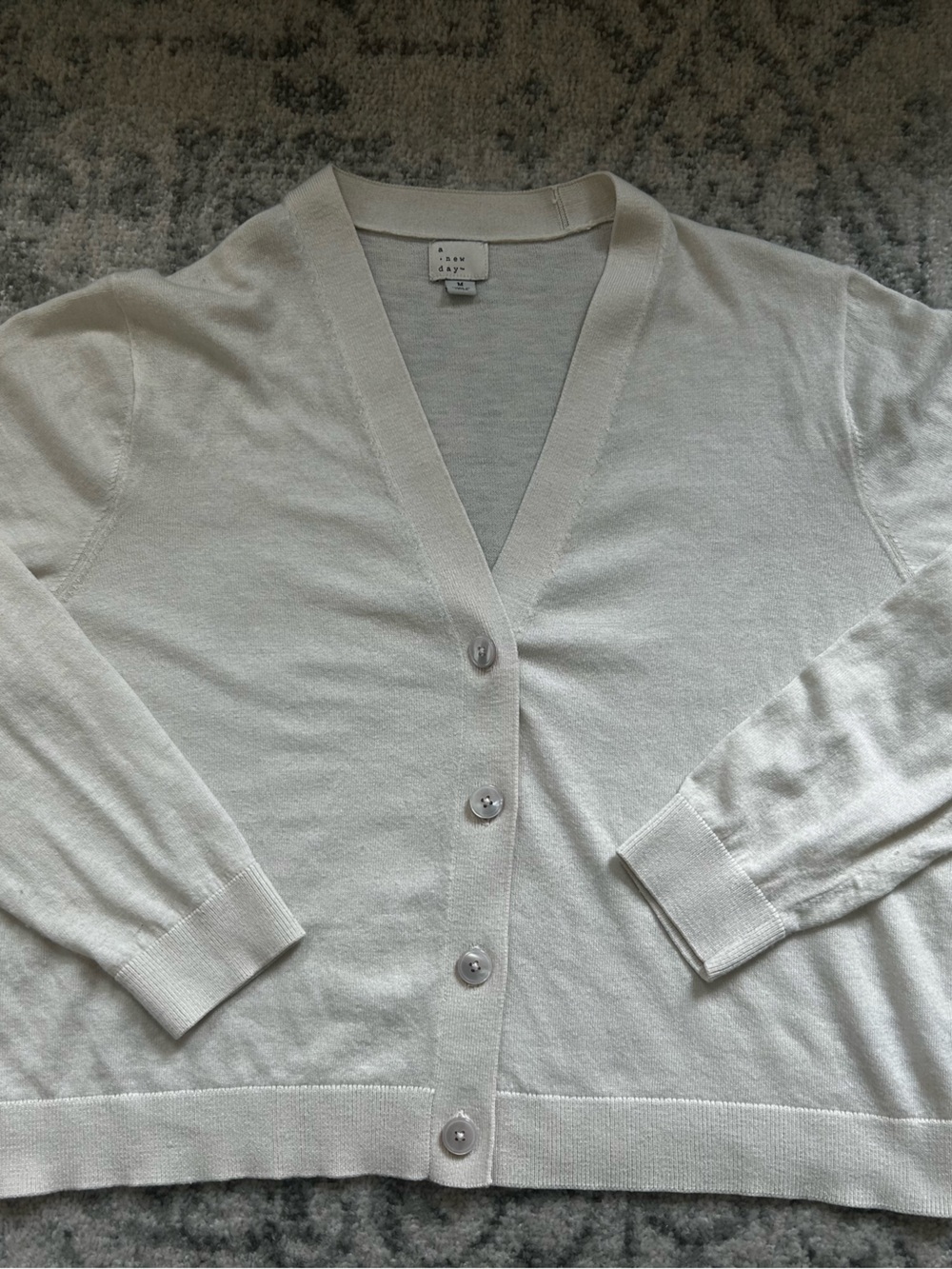a new day Cream Button-Front V-Neck Cardigan